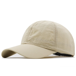 Breathable khaki quick-dry baseball cap with laser-cut ventilation holes for sun protection
