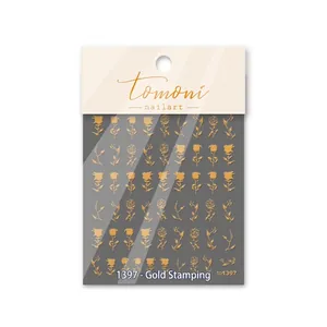 Detailansicht der 1397 Roségold-Nagelaufkleber mit 48 floralen Prägemustern