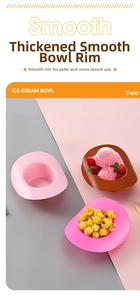 Detailed close-up of smooth, pink and brown baseball hat-shaped plastic ice cream bowls