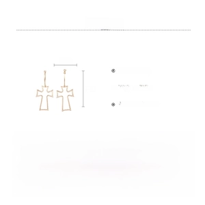 Detailed technical specifications for golden cross earrings with alloy material and dimensions