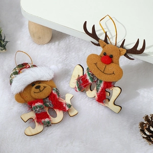 Décorations de Noël ours et renne avec socles en bois alphabet JOY et NOEL stylisés