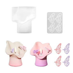 Siliconen mal set voor onregelmatige kaarsenhouders met 3D-vlinder decoraties