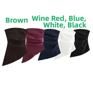 Five-color pleated bandeau tops in brown wine blue white and black with asymmetric hem