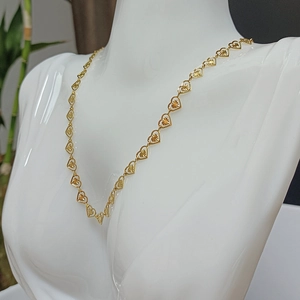 Collana A Maglia Di Cuore Acciaio Inossidabile Design Cavo Con Incisione Stella Catena Clavicola Elegante Per Donne