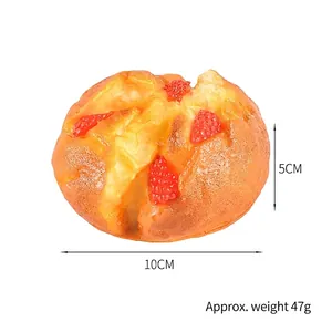 Artificial PU simulation bread model with strawberry toppings for home kitchen bakery decor