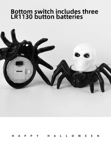 Detail showing the bottom battery compartment with switch for the Halloween spider lamp