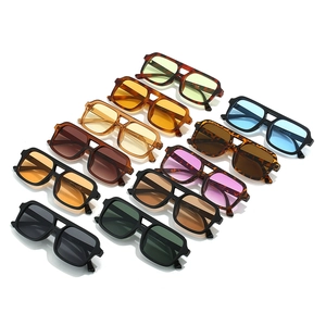 Retro square double-bridge sunglasses in a variety of frame colors and lens tints