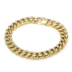Bracelet gourmette doré pour homme avec fermoir à rabat carré sécurisé