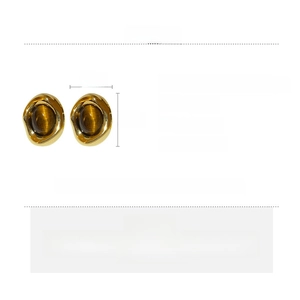 Detail specifications of tiger eye earrings with copper base and silver needle pins