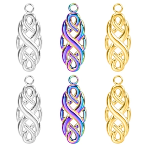 Stainless Steel Witch Knot Pendant Necklace For Women Gothic Celtic Knot DIY Accessories Rainbow Gold Silver Chain Jewelry Gift