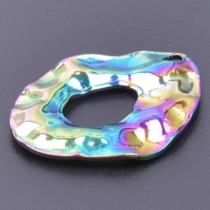 Detailed close-up of rainbow stainless steel irregular geometric DIY pendant accessory