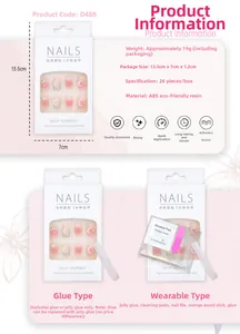 Infographic showing 24pcs ABS resin press-on nails with full size and kit specifications