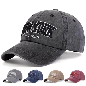 Retro Washed Cotton Baseball Cap New York Embroidery Vintage Distressed Sun Hat Adjustable Outdoor Streetwear Unisex