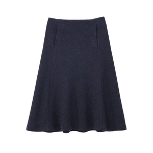 Jupe trapèze bleu foncé en mélange de laine de qualité avec silhouette structurée