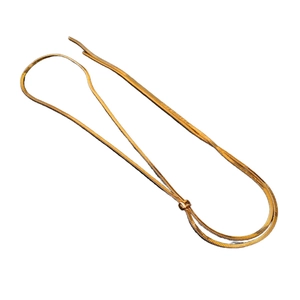 Elegant gold plated flat snake bone chain necklace with metallic luster for women