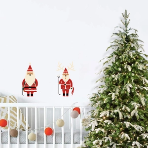 Christmas Wall Stickers Cartoon Santa Claus Reindeer PVC Removable Decals For Home Door Window Festive Decoration