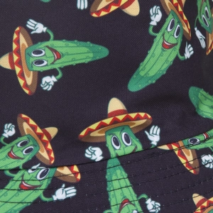 Bob extérieur avec imprimé cactus souriant sur toile noire de haute qualité pour soleil