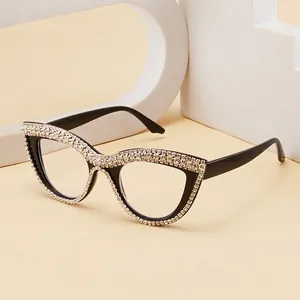 Cat Eye Reading Glasses Rhinestone Anti Blue Light PC Frame Retro Elegant Fashion For Women
