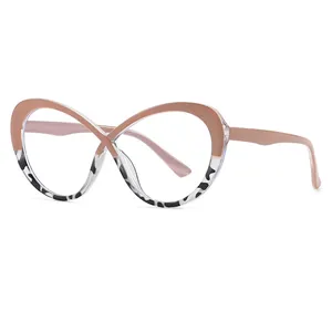Fashion Infinity Cross Bridge Glasses Butterfly Frame Anti Blue Light UV400 Protection Trendy PC Eyewear For Women