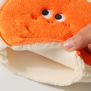 Thick orange carrot coral fleece sponge towel with cute smiling face embroidery
