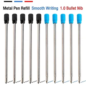 Metal Ballpoint Pen Refills Bullet Tip Smooth Writing Universal Replacement Office Stationery Black And Blue Ink