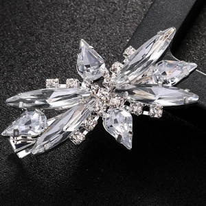 Sparkling rhinestone hair clip with pear-cut crystals on elegant silver metal base