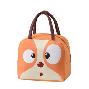 Borsa termica arancione per il pranzo con scoiattolo cartone e manici robusti