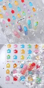 Détails de stickers nail art tortue 5D colorés avec un design texturé 3D mat TS-3815