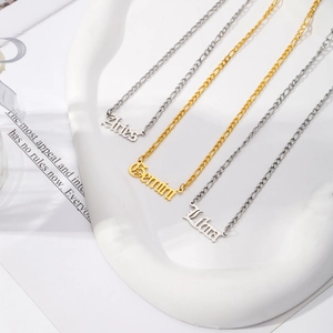 18K gold and silver plated zodiac necklaces featuring Aries, Gemini, and Libra pendants