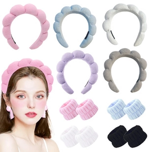 Ensemble bandeau et poignets en flanelle de couleurs variées pour le visage
