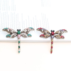 Dragonfly Brooch Pin Alloy With Colorful Rhinestones Hollow Wings Retro Style Elegant Jewelry Gift For Women