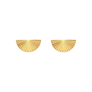 Chic 18k gold plated stainless steel chunky C-shaped hoop earrings with fan texture