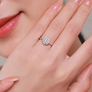 Elegant S925 silver ring with micro-paved sparkling round flower cluster pattern