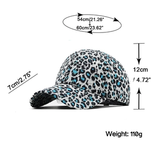 Size specifications for leopard print baseball cap with 54-60cm head circumference