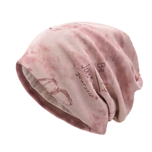 Slouchy Beanie Hat Lightweight Polyester Knit Letter Print Breathable Casual Hip Hop Skull Cap For Men Women