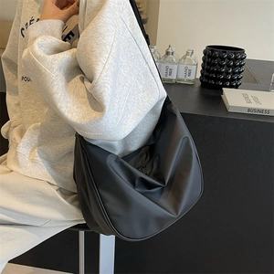 Women Crossbody Dumpling Bag Large Capacity Oxford Cloth Minimalist Adjustable Wide Strap Korean Style Shoulder Bag