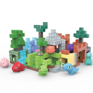 Magnetic dinosaur pixel blocks toy set for kids building various world landscapes