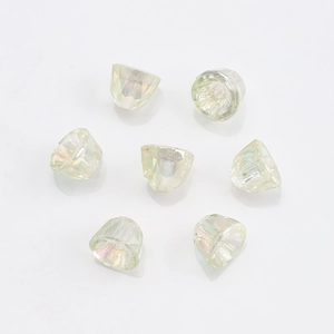 Close-up of 8mm iridescent crystal glass bell pendants for DIY jewelry making