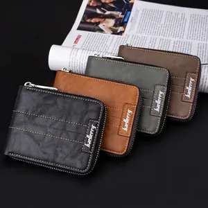 Men's premium RFID blocking leather wallets with zipper closure in multi-color set
