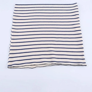 Women striped knit bodycon dress in navy and beige horizontal rib pattern