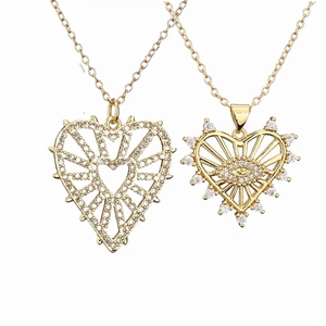 Evil Eye Pendant Necklace Copper Zircon Geometric Heart Round Jewelry Gold Plated Fashion Amulet For Women And Men