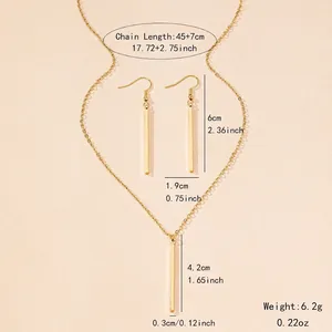 Fashion geometric rectangle necklace and earrings set with specific dimensions and weight