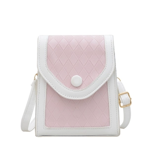Mini sac bandoulière rose et blanc matelassé avec sangle réglable et boucle dorée