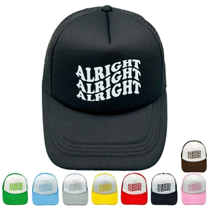 Trucker Hat Mesh Baseball Kappe Atmungsaktiv Gebogene Krempe Alright Buchstabendruck Streetwear Retro Casual Unisex