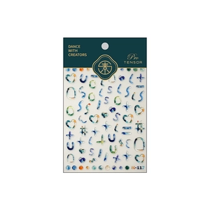 3D matte heart and letter nail art stickers with colorful resin marbling effect M-117