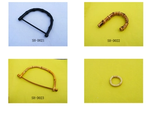 Detail view of bamboo texture handles in D-shape and U-shape styles for handmade bags