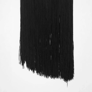 Fashionable black velvet fringe dress featuring high-density cascading tassel details