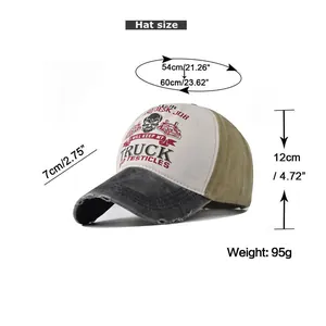 Detailed size chart for a vintage cotton baseball cap with ghost rider graphic print