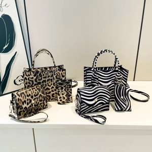 Women Shoulder Bag Handbag Crossbody Bag And Coin Purse Fashion Leopard Zebra Print PU Leather Gold Hardware