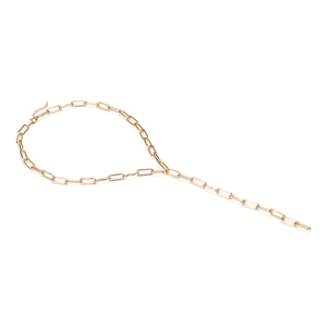 Minimalist gold metal chain necklace with chunky rectangular links and lobster clasp